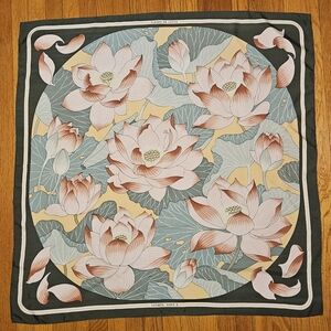 Vintage Hermes Silk Fleur De Lotus Scarf
